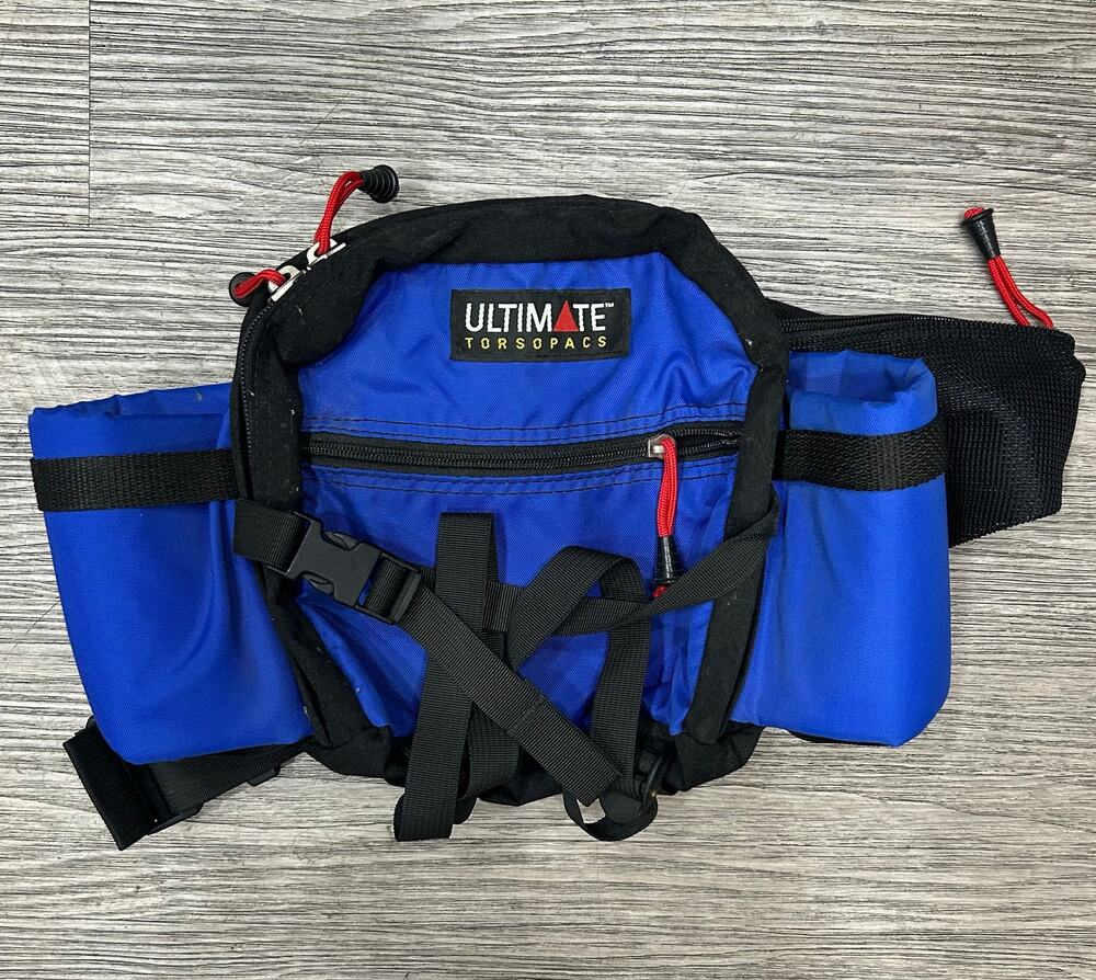 Ultimate Torsopacs Vintage Blue Black Fanny Pack Hiking Waist Bag Utility 90s